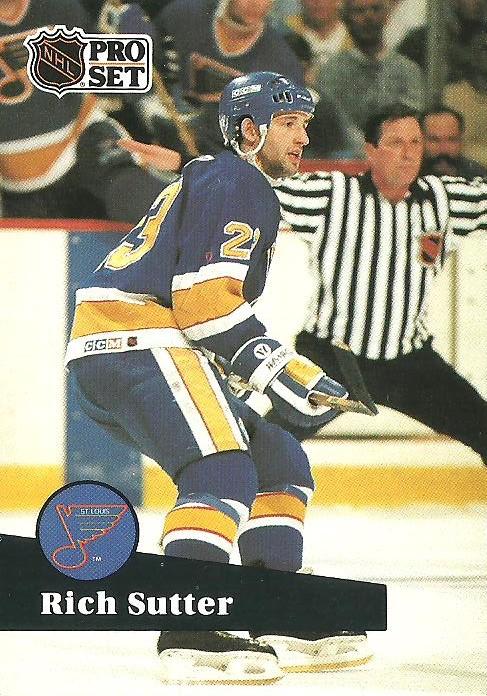#217 - Rich Sutter - St. Louis Blues - 1991-92 Pro Set French Hockey