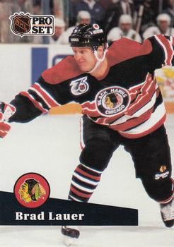#375 - Brad Lauer - Chicago Blackhawks - 1991-92 Pro Set French Hockey