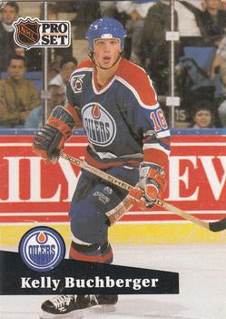 #385 - Kelly Buchberger - Edmonton Oilers - 1991-92 Pro Set French Hockey
