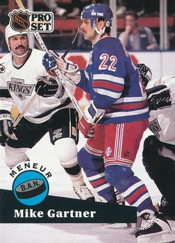 #604 - Mike Gartner - New York Rangers - 1991-92 Pro Set French Hockey