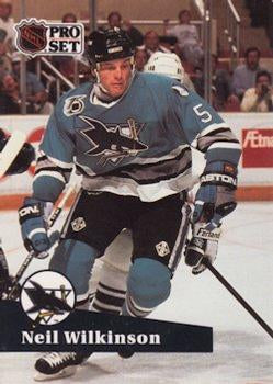 #483 - Neil Wilkinson - San Jose Sharks - 1991-92 Pro Set French Hockey