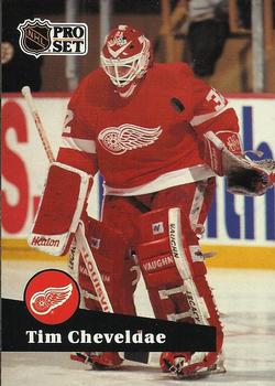 #57 - Tim Cheveldae - Detroit Red Wings - 1991-92 Pro Set French Hockey