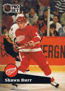 #58 - Shawn Burr - Detroit Red Wings - 1991-92 Pro Set French Hockey