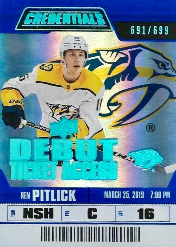 #107 Rem Pitlick - Nashville Predators - 2019-20 Upper Deck Credentials Hockey