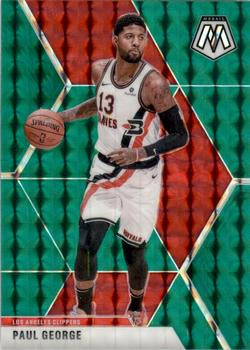 #108 Paul George - Los Angeles Clippers - 2019-20 Panini Mosaic - Green Prizm Basketball