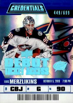 #109 Elvis Merzlikins - Columbus Blue Jackets - 2019-20 Upper Deck Credentials Hockey