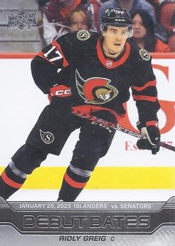 #DD-10 Ridly Greig - Ottawa Senators - 2023-24 Upper Deck - Debut Dates Hockey