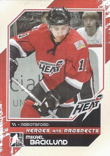 #110 Mikael Backlund - Abbotsford Heat - 2010-11 In The Game Heroes and Prospects Hockey