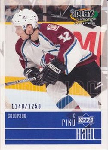 #111 Riku Hahl - Colorado Avalanche - 2001-02 Upper Deck Playmakers Hockey
