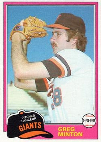 #111 Greg Minton - San Francisco Giants - 1981 O-Pee-Chee - Gray Back Baseball