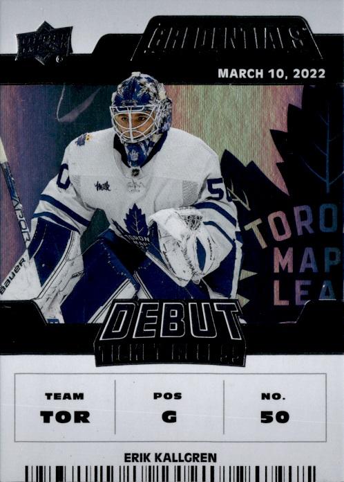 #112 Erik Kallgren - Toronto Maple Leafs - 2022-23 Upper Deck Credentials Hockey