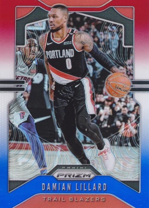 #112 Damian Lillard - Portland Trail Blazers - 2019-20 Panini Prizm - Prizms Red White and Blue Basketball