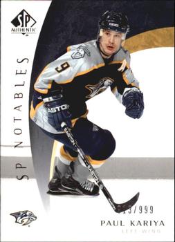 #112 Paul Kariya - Nashville Predators - 2005-06 SP Authentic Hockey