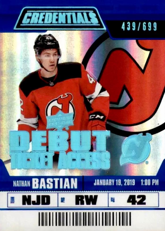 #113 Nathan Bastian - New Jersey Devils - 2019-20 Upper Deck Credentials Hockey