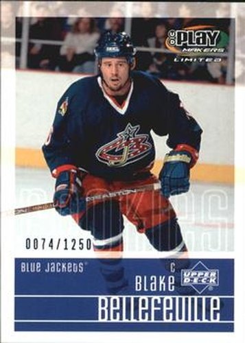 #113 Blake Bellefeuille - Columbus Blue Jackets - 2001-02 Upper Deck Playmakers Hockey