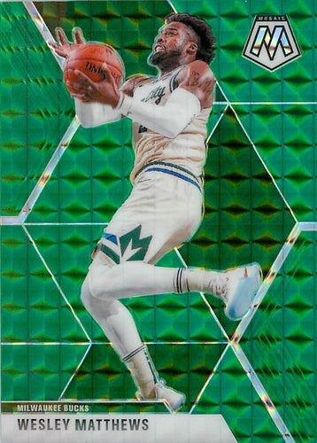 #115 Wesley Matthews - Milwaukee Bucks - 2019-20 Panini Mosaic - Green Prizm Basketball