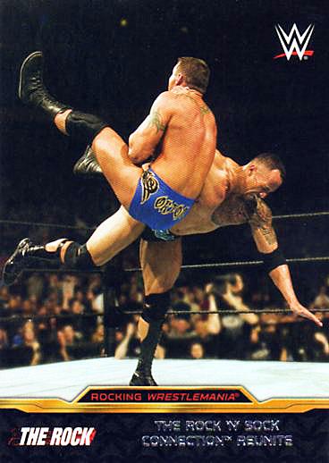 #5 The Rock 'n' Sock Connection Reunite - 2015 Topps WWE Road to Wrestlemania - The Rock Rocking WrestleMania Wrestling