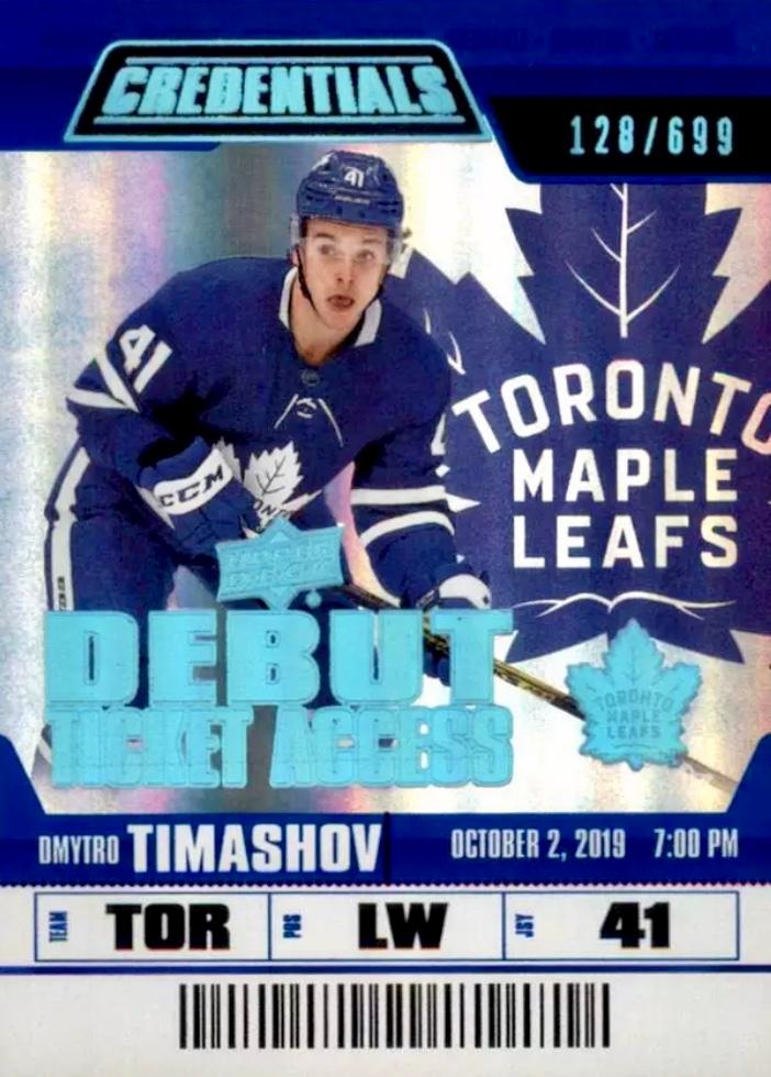 #118 Dmytro Timashov - Toronto Maple Leafs - 2019-20 Upper Deck Credentials Hockey
