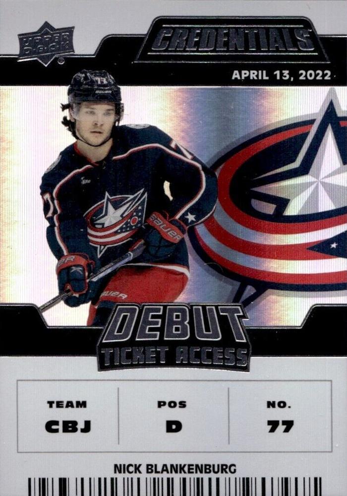 #119 Nick Blankenburg - Columbus Blue Jackets - 2022-23 Upper Deck Credentials Hockey