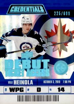 #119 Ville Heinola - Winnipeg Jets - 2019-20 Upper Deck Credentials Hockey