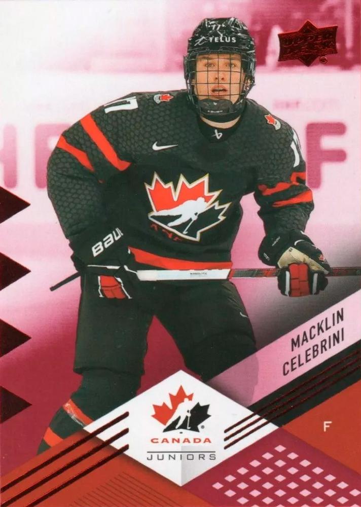 #11 Macklin Celebrini - Canada - 2024 Upper Deck Team Canada Juniors - Red Foil Hockey