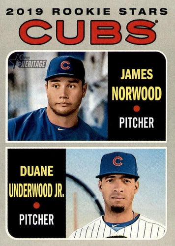 #121 Cubs 2019 Rookie Stars James Norwood / Duane Underwood Jr. - Oakland Athletics - 2019 Topps Heritage Baseball