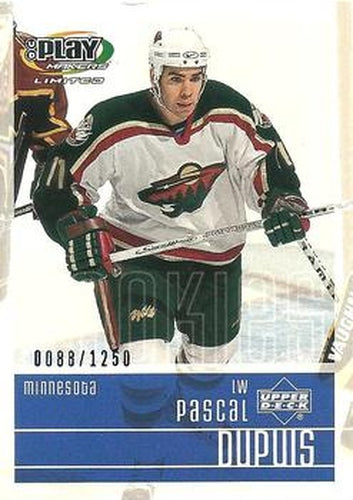 #122 Pascal Dupuis - Minnesota Wild - 2001-02 Upper Deck Playmakers Hockey