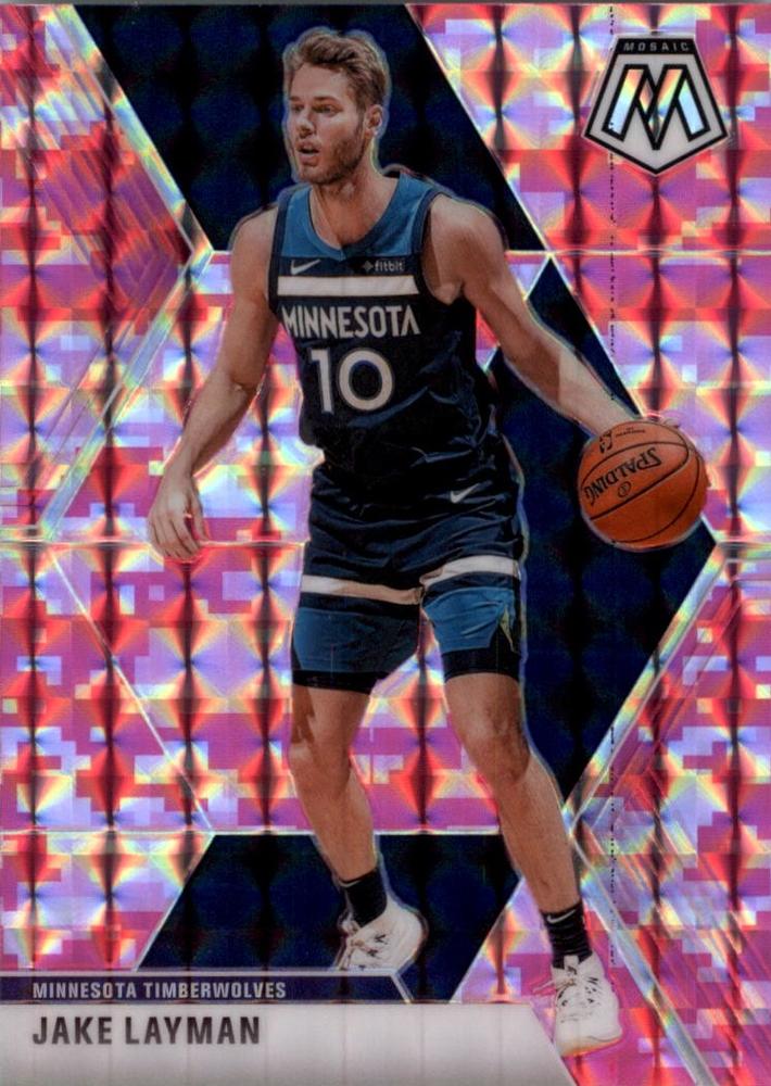 #123 Jake Layman - Minnesota Timberwolves - 2019-20 Panini Mosaic - Camo Pink Basketball