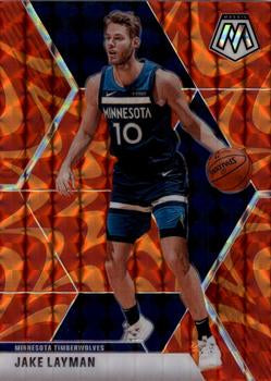 #123 Jake Layman - Minnesota Timberwolves - 2019-20 Panini Mosaic - Reactive Orange Basketball