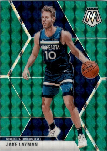 #123 Jake Layman - Minnesota Timberwolves - 2019-20 Panini Mosaic - Green Prizm Basketball