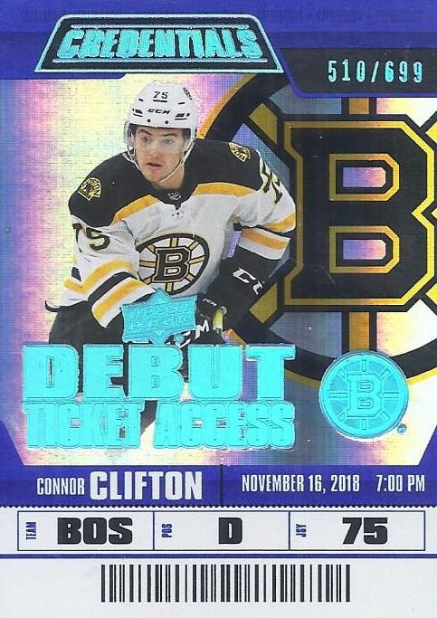 #123 Connor Clifton - Boston Bruins - 2019-20 Upper Deck Credentials Hockey