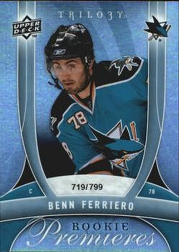 #125 Benn Ferriero - San Jose Sharks - 2009-10 Upper Deck Trilogy Hockey