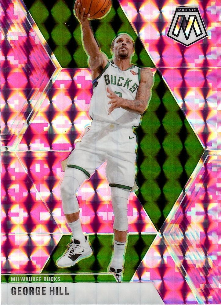 #125 George Hill - Milwaukee Bucks - 2019-20 Panini Mosaic - Camo Pink Basketball