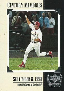 #125 Mark McGwire - St. Louis Cardinals - 1999 Upper Deck Century Legends Baseball