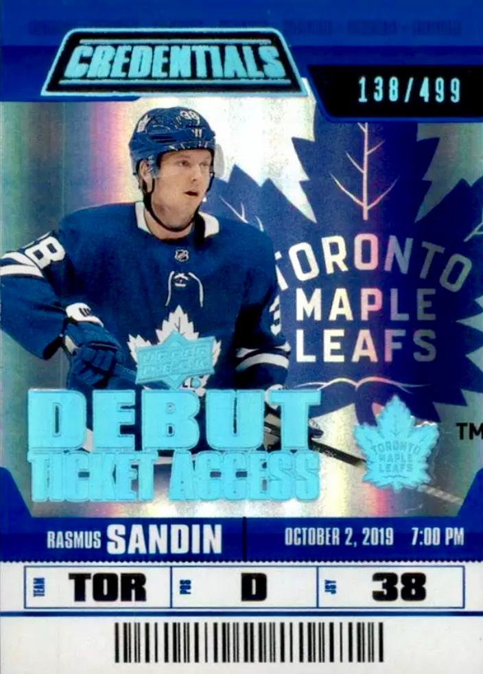 #127 Rasmus Sandin - Toronto Maple Leafs - 2019-20 Upper Deck Credentials Hockey