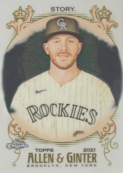 #128 Trevor Story - Colorado Rockies - 2021 Topps Allen & Ginter Chrome Baseball