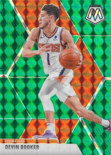 #128 Devin Booker - Phoenix Suns - 2019-20 Panini Mosaic - Green Prizm Basketball