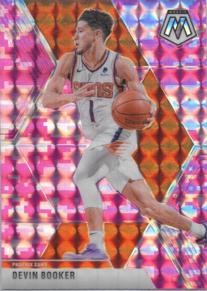 #128 Devin Booker - Phoenix Suns - 2019-20 Panini Mosaic - Camo Pink Basketball