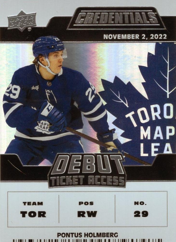 #128 Pontus Holmberg - Toronto Maple Leafs - 2022-23 Upper Deck Credentials Hockey