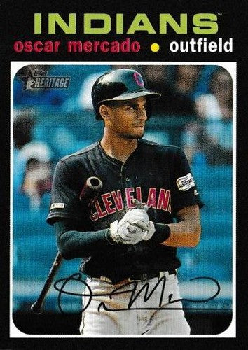 #129 Oscar Mercado - Cleveland Indians - 2020 Topps Heritage Baseball