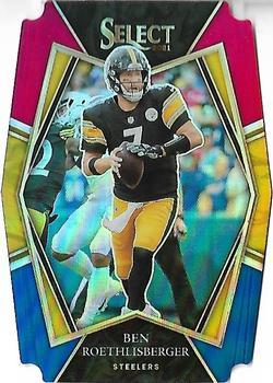 #129 Ben Roethlisberger - Pittsburgh Steelers - 2021 Panini Select - Red and Blue Prizm Die Cut Football