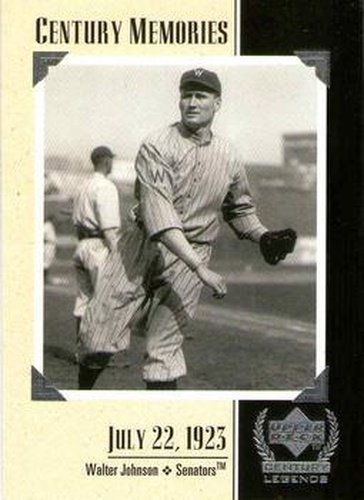 #129 Walter Johnson - Washington Senators - 1999 Upper Deck Century Legends Baseball