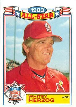 #12 Whitey Herzog - St. Louis Cardinals - 1984 Topps - Glossy All-Stars Baseball