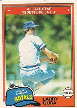 #130 Larry Gura - Kansas City Royals - 1981 O-Pee-Chee - Gray Back Baseball