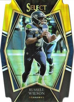 #130 Russell Wilson - Seattle Seahawks - 2021 Panini Select - Black and Gold Prizm Die Cut Football