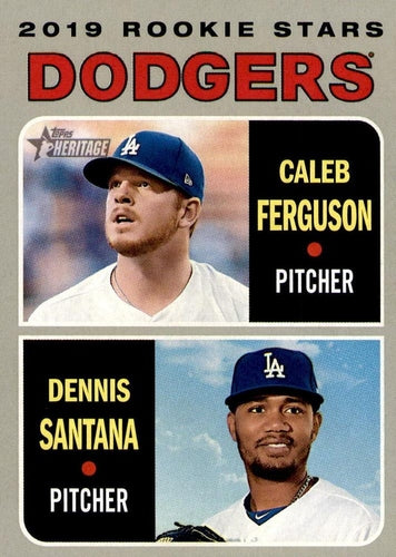 #131 Dodgers 2019 Rookie Stars Caleb Ferguson / Dennis Santana - San Diego Padres - 2019 Topps Heritage Baseball