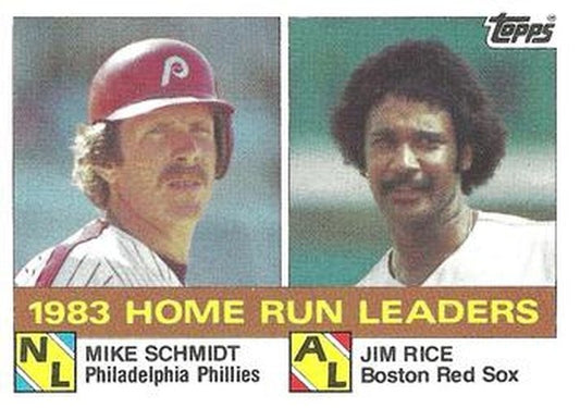 #132 1983 Home Run Leaders Mike Schmidt / Jim Rice - Philadelphia Phillies / Boston Red Sox - 1984 Topps Baseball