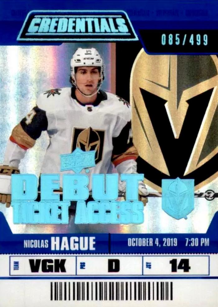 #132 Nicolas Hague - Vegas Golden Knights - 2019-20 Upper Deck Credentials Hockey