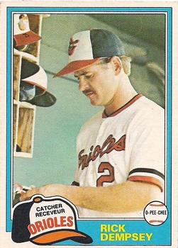 #132 Rick Dempsey - Baltimore Orioles - 1981 O-Pee-Chee - Gray Back Baseball