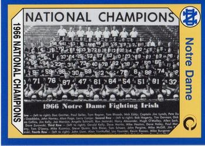 #132 1966 National Champions - Notre Dame Fighting Irish - 1990 Collegiate Collection Notre Dame Football